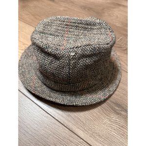 Vtg David Hanna & Sons  LTD Tan Wool Tweed Fedora Hat size 6 7/8 Made in Ireland